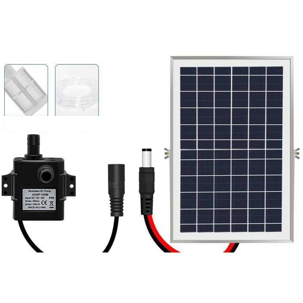 Solarny system pompy wodnej 10 W, 240 l/h, pompa zanurzeniowa z przezroczystą rurą 2 m, kompletny zestaw cyrkulacji i filtracji do stawów rybnych, akwariów, fontann zewnętrznych