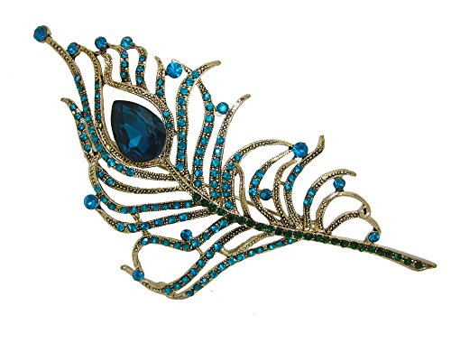 Image of TTjewelry Gorgeous Peacock Feathers Rhinestone Crystal Brooch Pin
