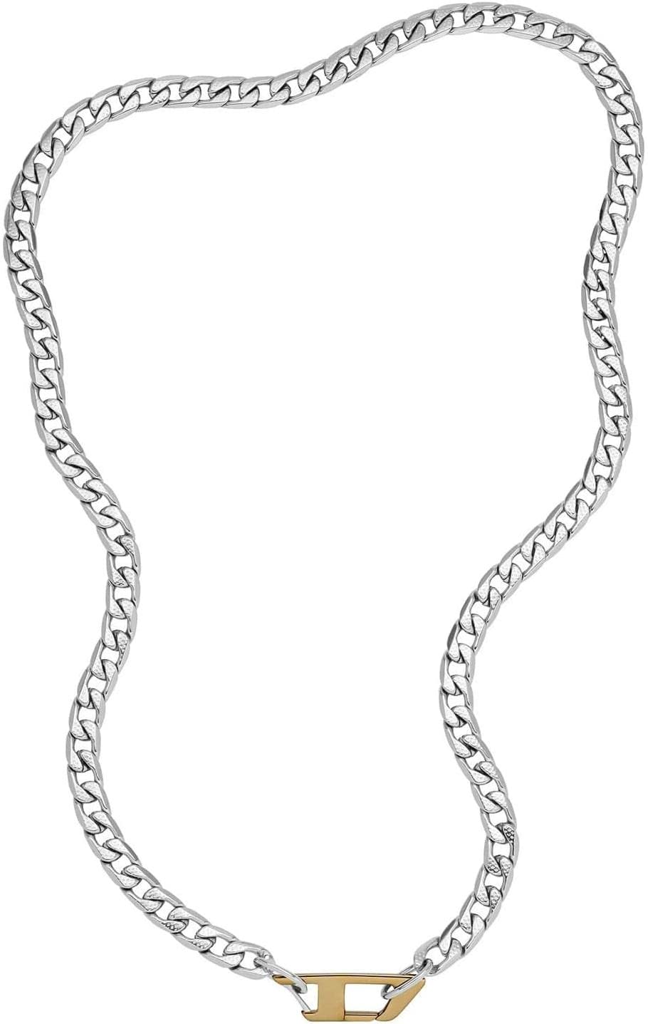 Diesel Collier pour homme en acier inoxydable avec fermoir à mousqueton