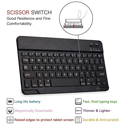 Image of HOM Tri Fold Wireless Bluetooth Keyboard with Detachable Tablet Case Cover for Xiaomi Mi Pad 6 11 inch Tablet - Black