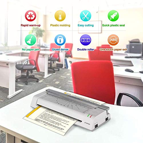 Laminating Machine, JZBRAIN Laminator Machine for A3 A4, Included 20 Laminating Sheets, Paper Cutter and Corner Rounder for Home Office School Teachers Use, Laminate up to 13 inches Wide, Gray