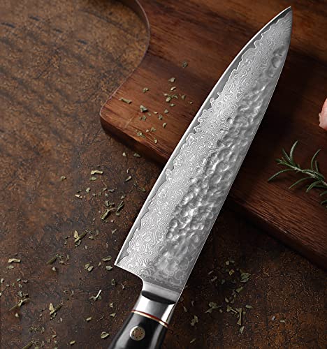 Kimfeng Handmade Damascus Chef Knife 67-Layer Damascus Kitchen Knife Professional Vg10 Stainless Steel Cooking Cleaver Ergonomic Black Handle 8 Inch Chef's Knives Gift Box #TOP5