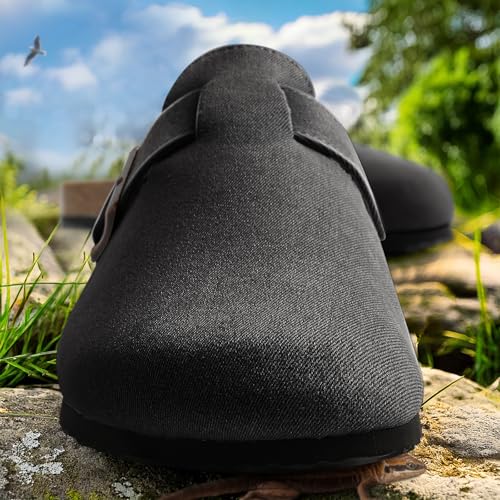 Image of KEMISANT Men Clogs-Comfortable Suede Mules Slippers Sandals Nurse Potato Shoes Unisex-Cushioned Cork-Footbed