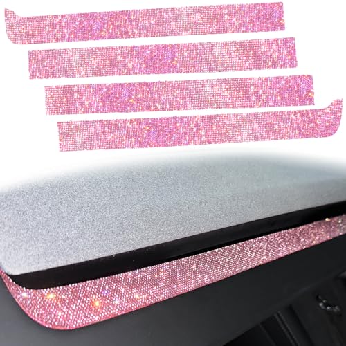 Yeapop 4 pcs of Bling Bling Dashboard Stickers Compatible with Tesla Model 3 Highland and Model Y Juniper. (Pink Rhinestones)