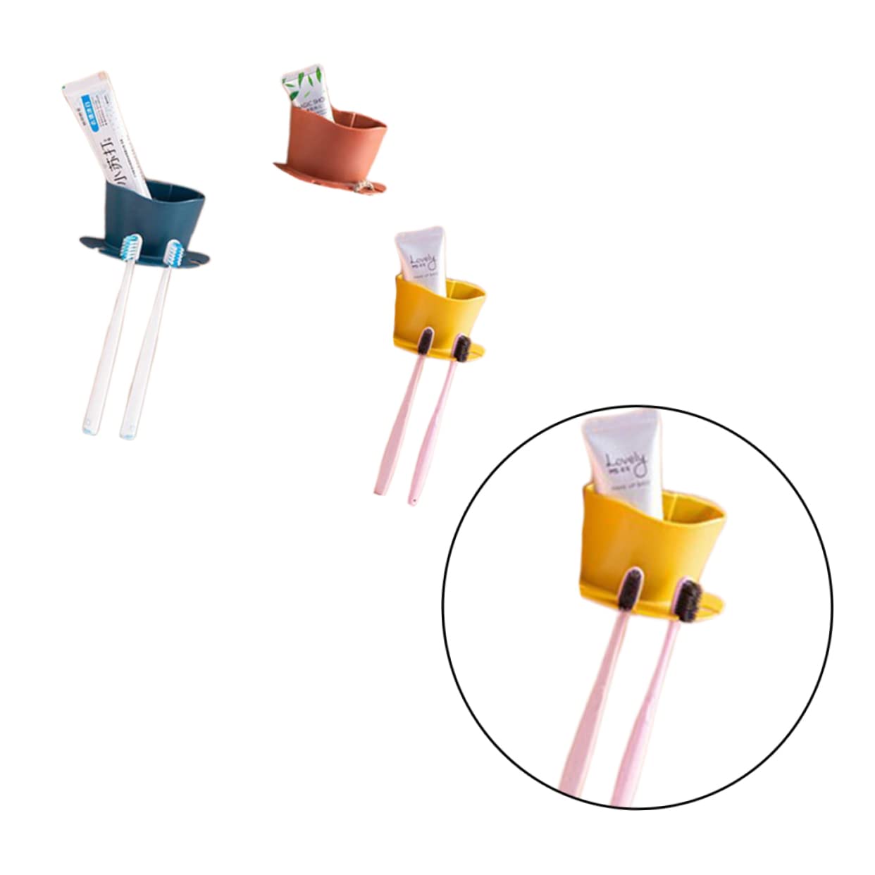 MAGICLULU 9 Piezas Cepillo De Porta Cepillos De De Pared Soporte De Almacenamiento De Baño Soporte para Pasta De Sin Puñetazos Estante