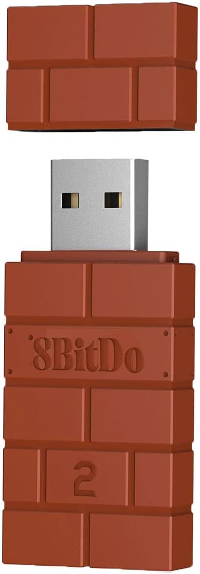 8Bitdo Wireless USB Adapter 2, Bluetooth Switch Controllers Adapter for Xbox Series, Joycons, Switch Pro, PS5, PS4, PS4 Pro, PS3 on Switch, PC, Android, Raspberry Pi, Retrofreak (Brown)