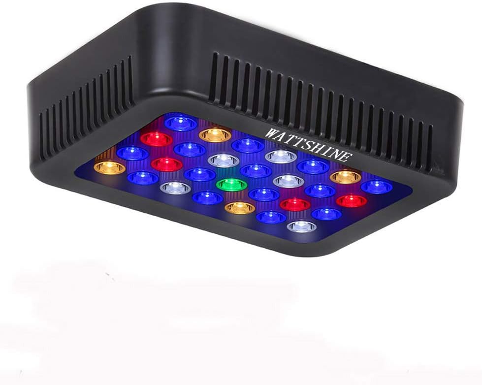 WATT Shine Aquarium Light 140W LED Coral Light,Large Angle Dimmable Reef Light,Full Spectrum LED Aquarium Lights for Saltwater Reef White Blue Aquarium Lighting Marine Reef Tank