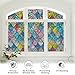 Sunbaby Window Privacy Film Stained Glass, Static Cling Decorative Rainbow Window Cling, Lattice Coverings Decals for Home Door, Non-Adhesive Window Stickers Anti-UV & Heat Control (17.5