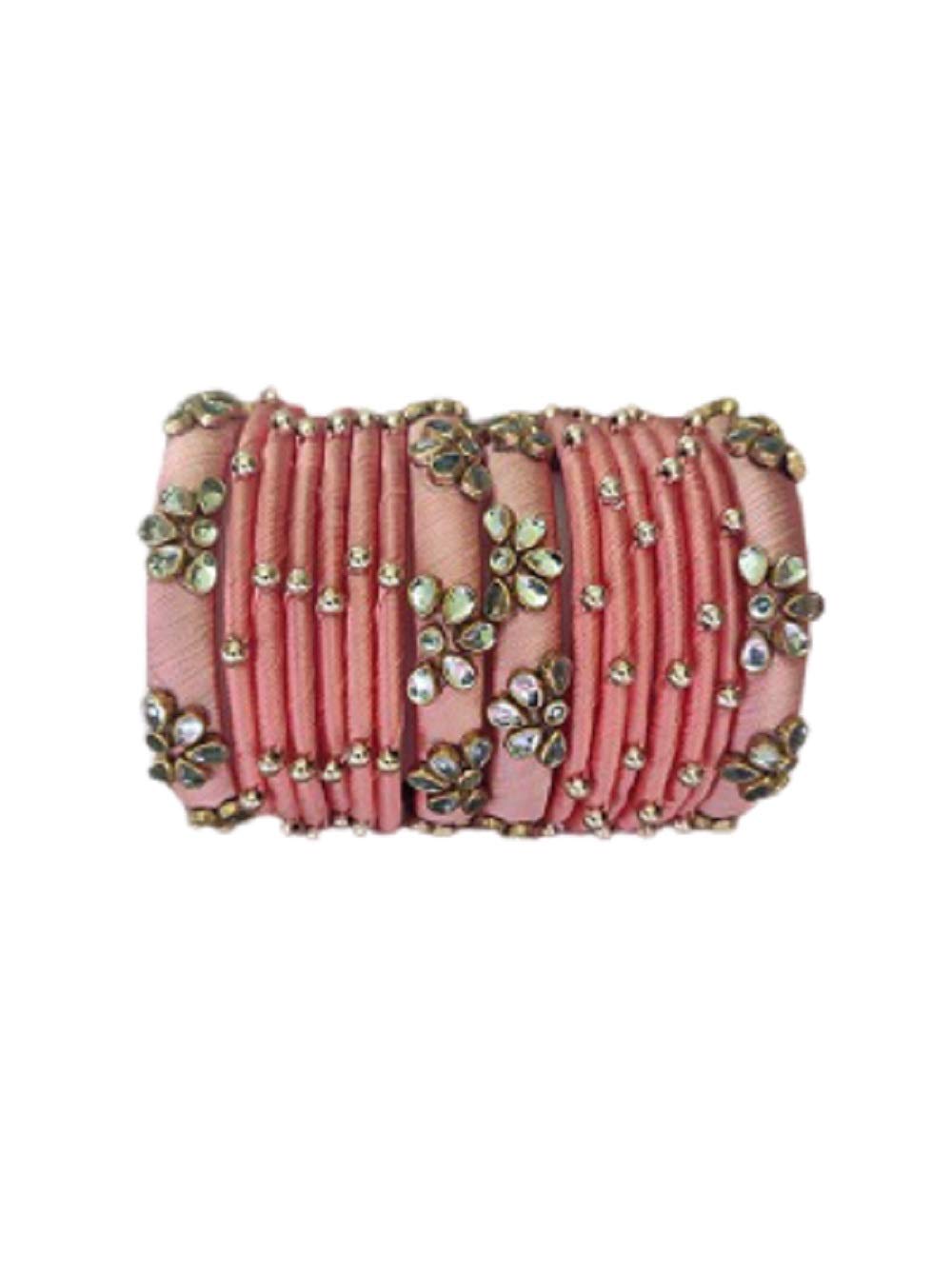 Saumakshi Designs Kundan Silk Thread Bangles Set for Women, Girls (Peach 2.4) (B08FMVWSRN) Amazon Price History, Amazon Price Tracker