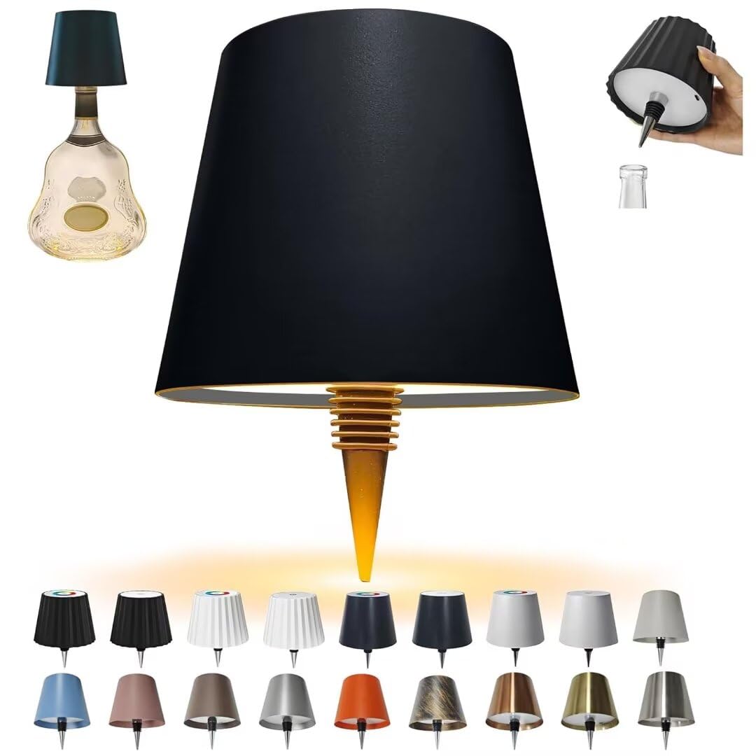 Pridola Wireless Bottle Lamp, LED Wine Bottle Lamp, RGB/3 Color Stepless Dimming Pridola Bottle Lamp, Touch Control Wireless Bottle Lampshade, Rechargeable Wine Bottle Lights for Bars Restaurants