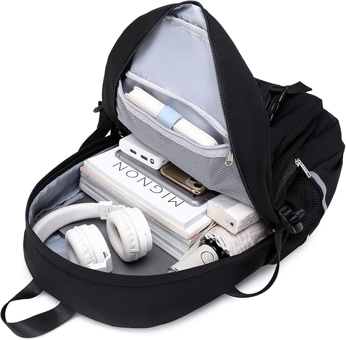 Image of Girls School Backpack with Small Zipper Pouch Fashion Nylon Backpack Multi Compartment Large Capacity Bag with Padded Shoulder Straps & Handle for School Travel Camping College