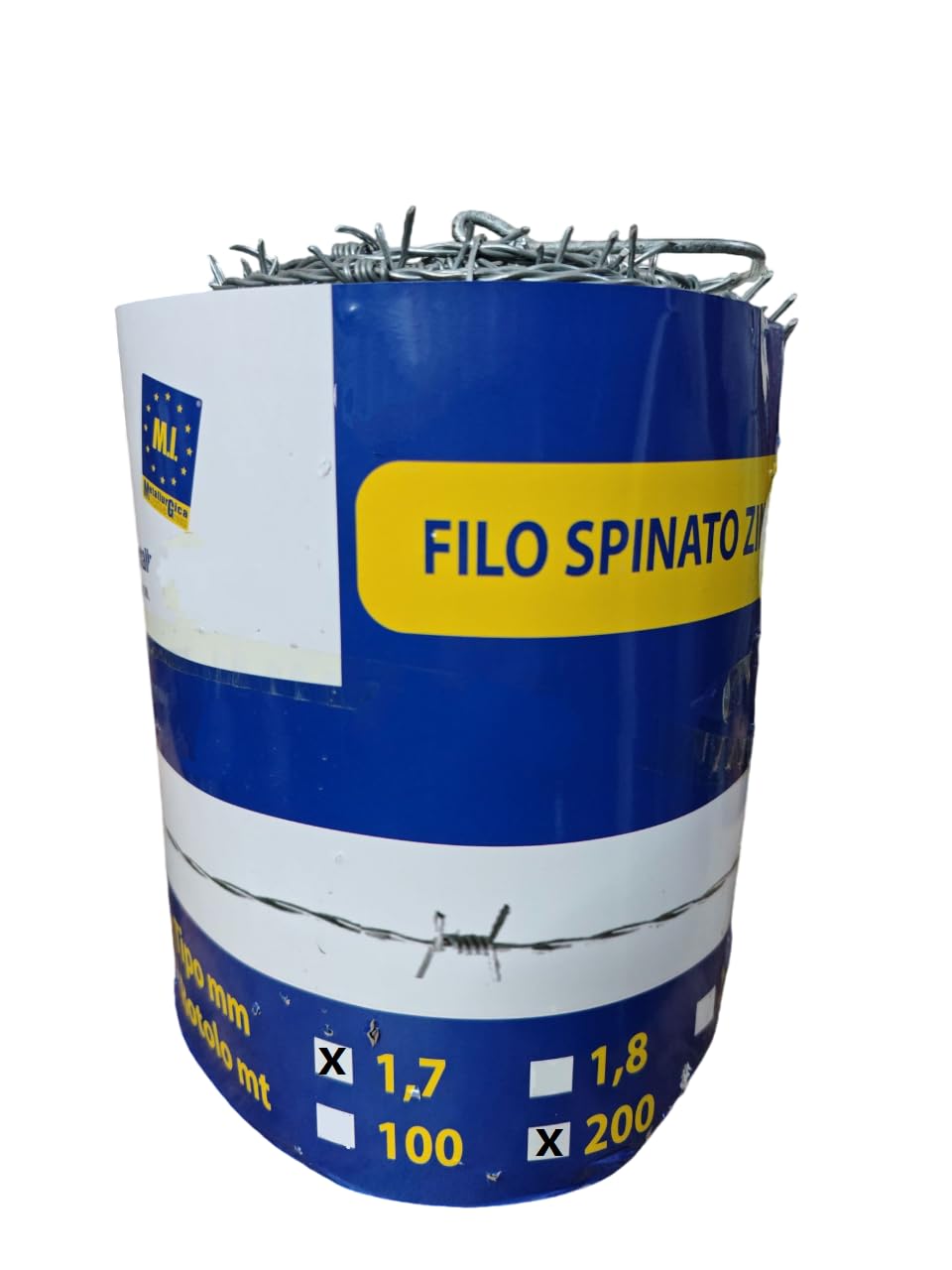 Filo Spinato Zincato 1,7mm 200m Rotolo Recinzione Barriera Antiarrampicata Flessibile Made in Italy