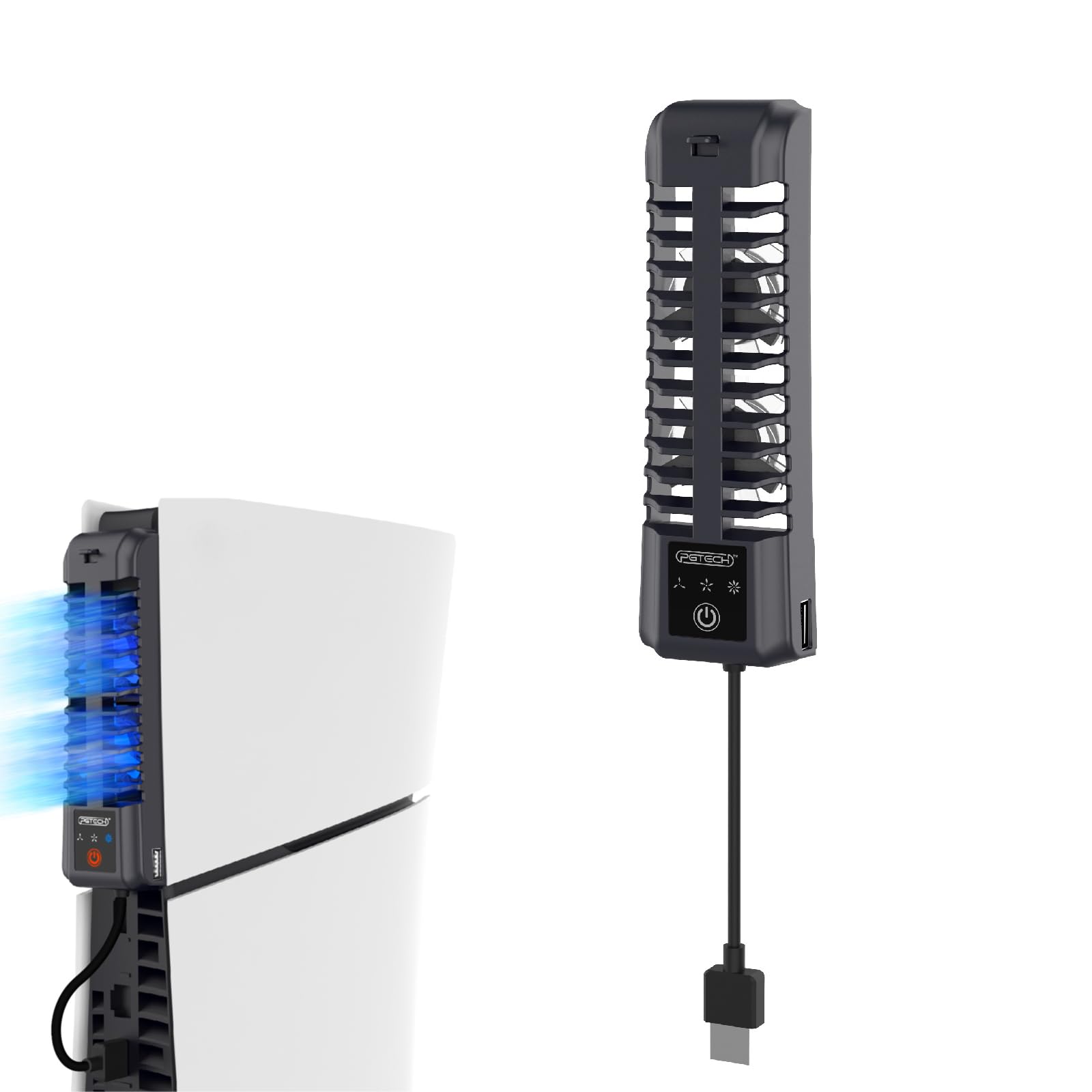 Ventilador de refrigeración PS5 para consola delgada PS5, ventilador de refrigeración trasera Blu-ray PS5Slim ventilador de refrigeración térmica con rotación de 3 velocidades (negro)