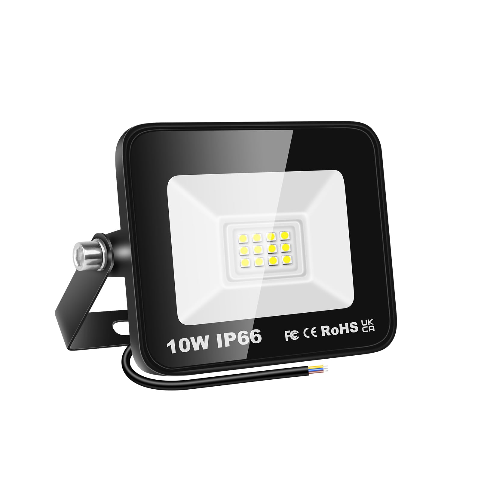 PICAA 1 x 10 W Outdoor LED Floodlight, IP66 Waterproof 1000 LM Powerful Outdoor LED Flood Lights for Garden, Garage, Patio, Barn, Yard (6500K Cool White, 10W)