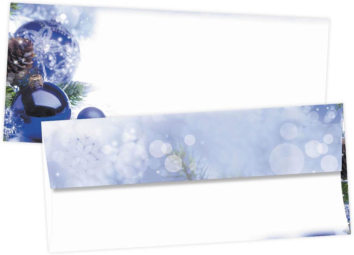 PaperDirect Sapphire Christmas #10 Envelopes, 28 lb Cover Stock, 4 1/8 x 9 1/2, Pack of 25