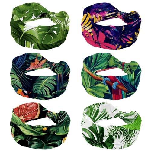 Bandeaux élastiques femme anti-glisse et absorbants motif tropical pour sport et yoga