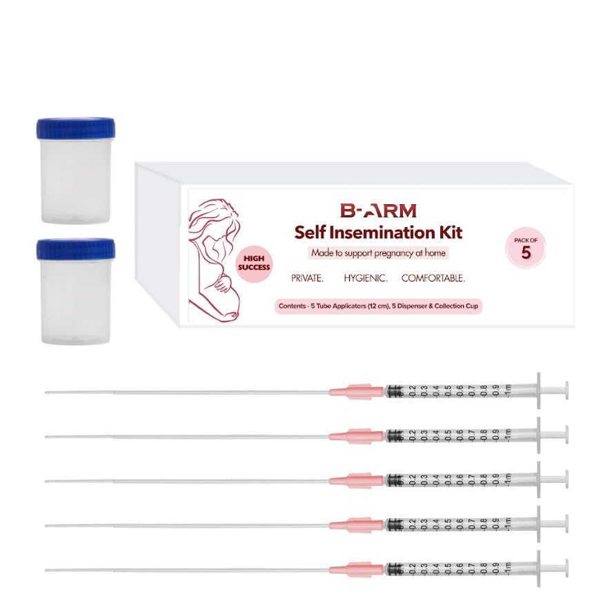 B-Arm Self Insemination Kit (Pack of 5) for Women | 5 Syringes, 5 Catheters & Collection Cups for pregnancy | At Home IVI Kit to get Pregnant| Home Insemination Kit for Artificial Insemination support-image-45