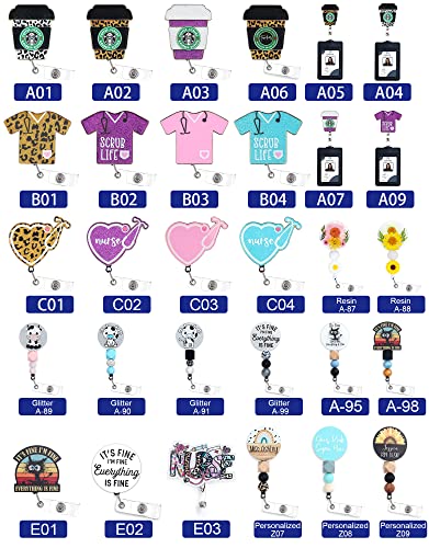 Badge Reels Retractable For Nurses Nursing Badge Reel Nursing Badge Holder With Buddy (Alligator, Pink Cow) #TOP5