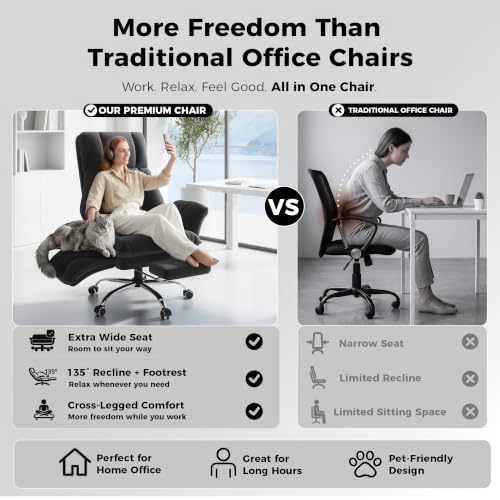 Image of Big and Tall Office Chair, Flip Armrests for Pets & Cross Legged Sitting