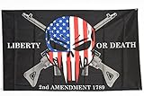 Liberty or Death 2nd Amendment USA Punisher Skull Rifles 1789 Flag 3'x5' House Banner Grommets Double Stitched Fade Resistant Premium Quality 2-04-E