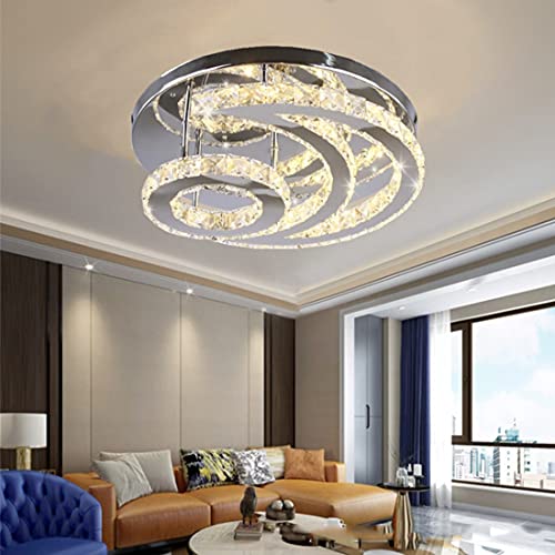 Plafonnier LED cristal 50W dimmable avec télécommande pour salon moderne - 4