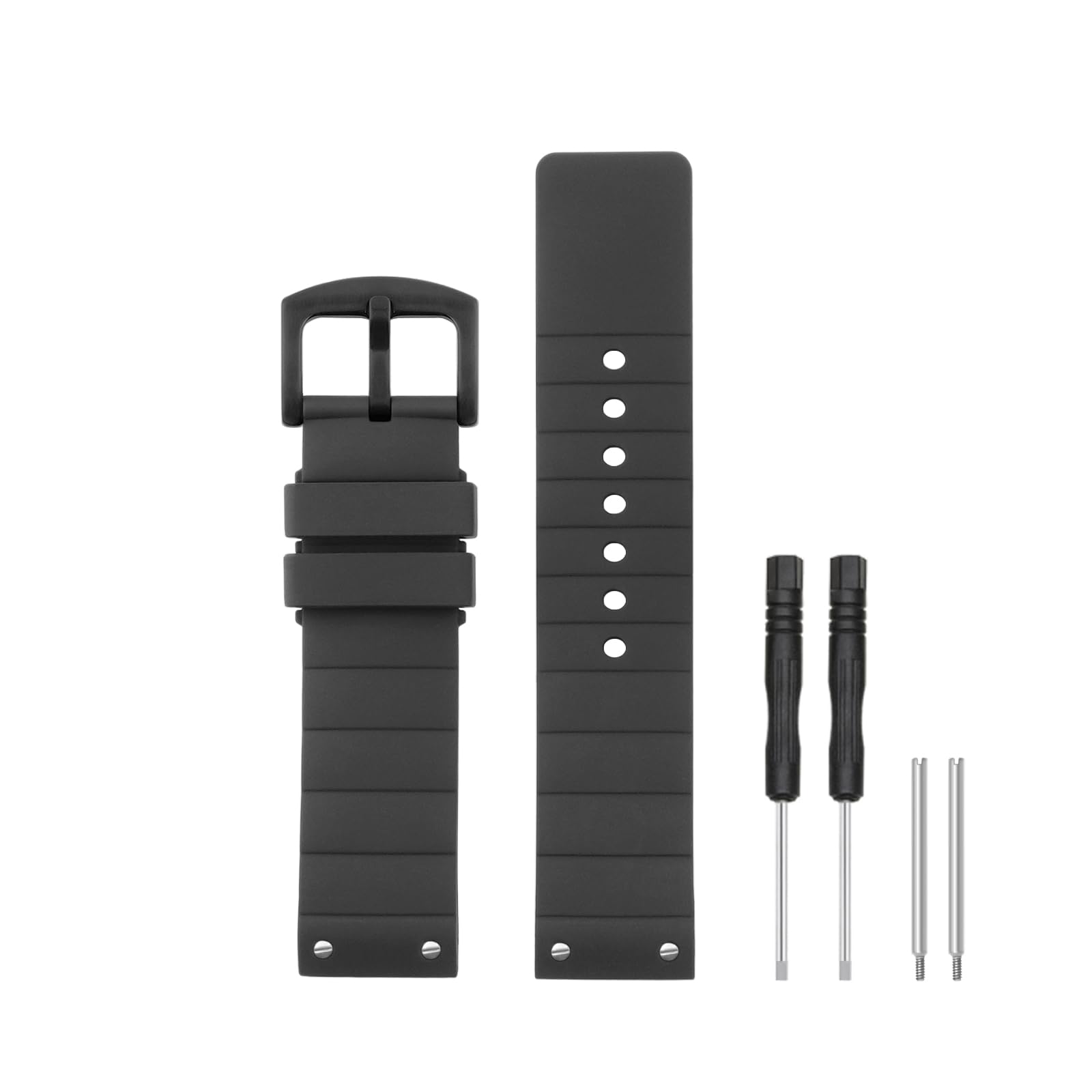 Bracelet de rechange en caoutchouc de silicone souple compatible avec montre Cartier de 23 mm, pour Santos série 100, noir