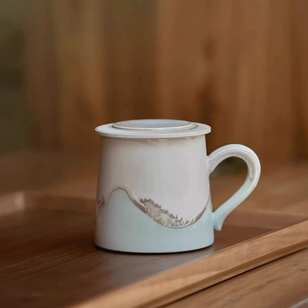 ENGENDER Tazas Cafe Taza De Café Cerámica con Tapa Mug Cups(B)