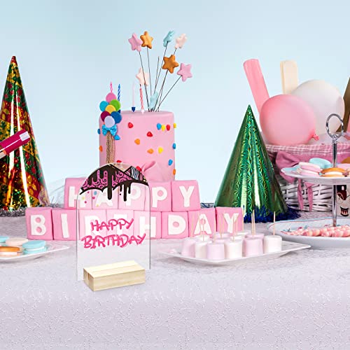 Image of Bercoor 10 Pack 4x6 Inch Blank Clear Arch Acrylic Sign with Wooden Stands, Arched Round Top Acrylic Sheet, DIY Acrylic Arch Table Numbers for DIY Name Card Gifts Event Party Sign Decoration