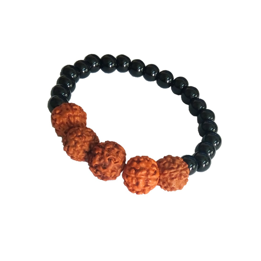 RICH AND FAMOUS Black Glass Beads Bracelet 5 Big Rudraksha for Men & Women (B07D1MKGVF) Amazon Price History, Amazon Price Tracker