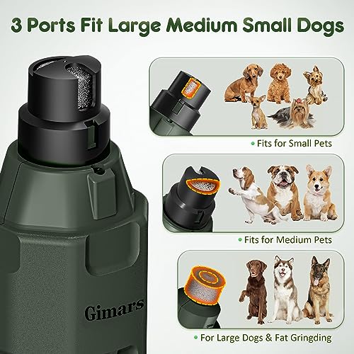 Gimars Krallenschleifer für Hunde 6-Gang Mit 2 LED-Licht, Superleise, 12000RPM Verstellbare Hunde Krallenschleifer mit USB, Geeignet für Katzen und Hunde, Armeegrün