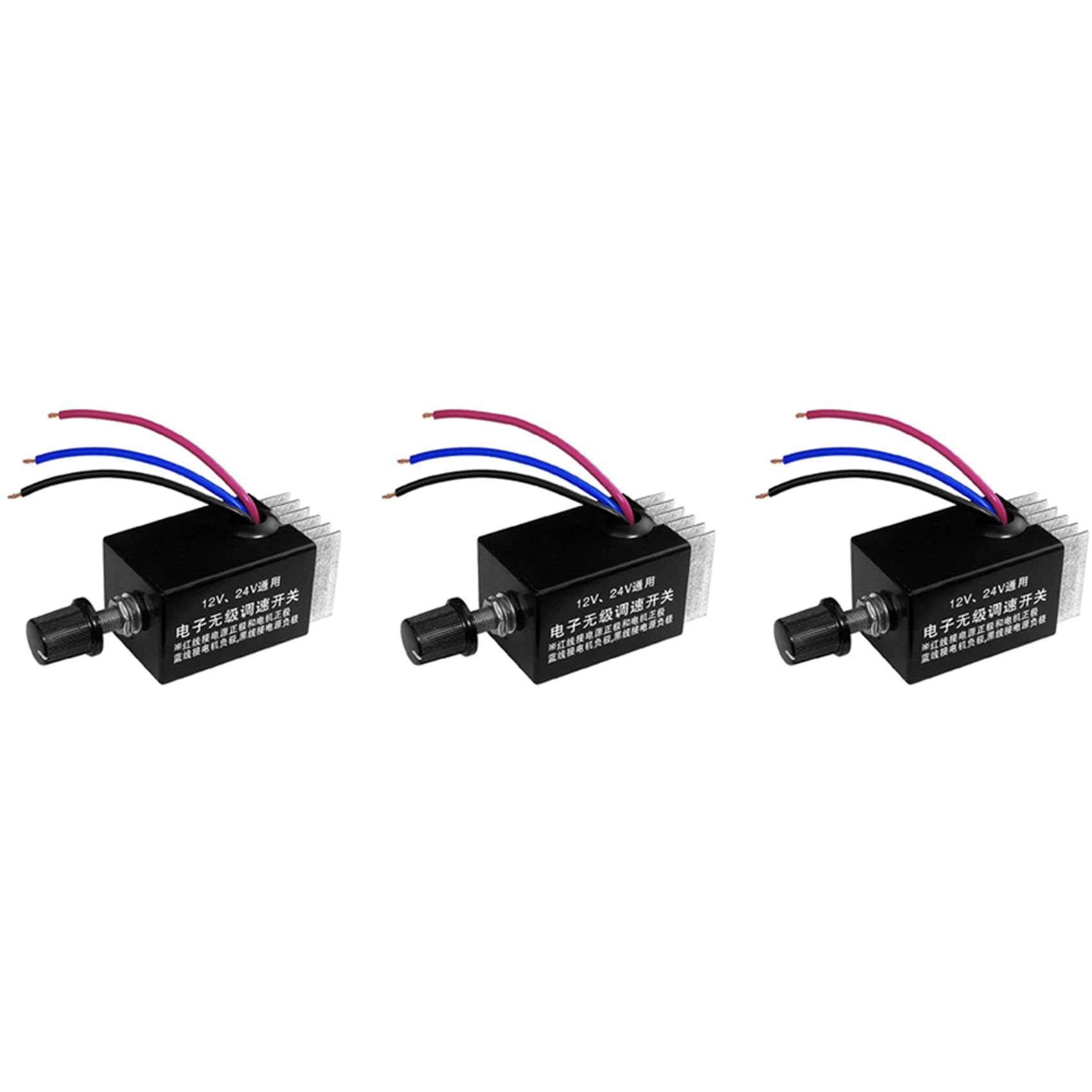 Jnchdghwa As Shown 3Pc Motor Speed Regulator Dc 12V/24V 10 A Motor Speed Controller Switch For Car Truck Fan Heater Control