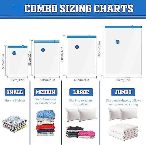 Plobeca 6 Pack Vacuum Storage Bags with Hand Pump Travel Space Saver Bags Vacuum Seal Compression Bag for Clothes, Pillows, Toys, Blankets and Comforters (6 Medium (20''x22'')) by Plobeca - Image 2