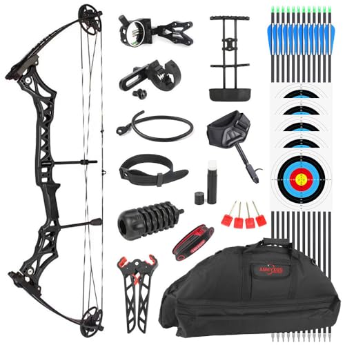 Archery Compound Bows Kit 30-55lbs Adjustable Hunting Bow Adult Right Hand Compound Bow and Arrow Set with All Accessories for Outdoor Shooting (Black)