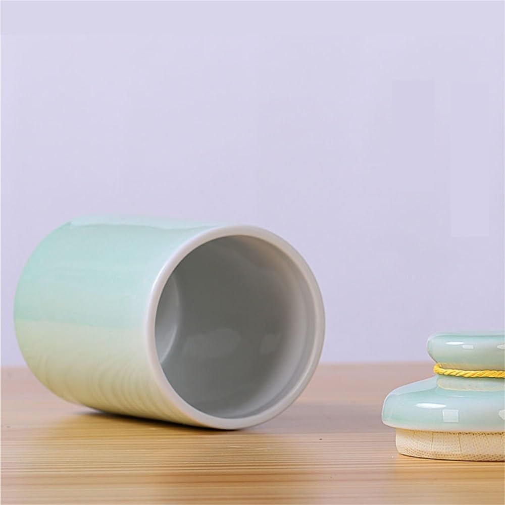 SONGCHAO Sugar Jar Celadon Loose Tea Storage Container Jar Small Sealed Kitchen Seasoning Set Single Empty Tea Canister
