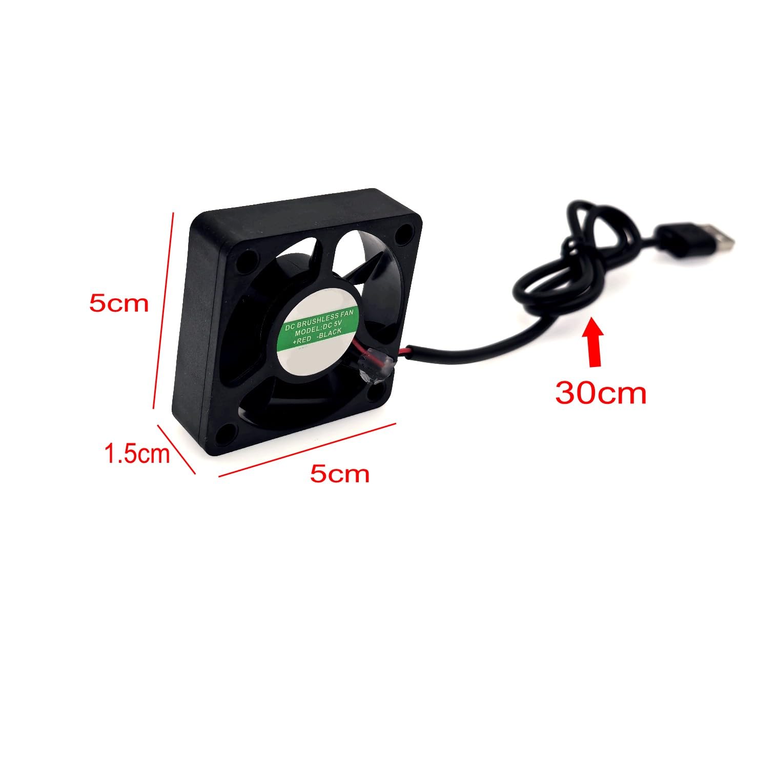 JZK 4 unidades de 50 x 50 x 15 mm DC 5 V Mini USB Ventilador 50 mm, 5500 rpm, 0,17 A, 5015 Rodamientos de bolas pequeño DC sin escobillas 5 cm para refrigeración o ventilación, ventilador de impresora