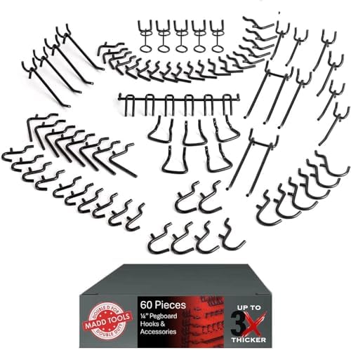 Black Stainless Steel Pegboard Hooks, Heavy Duty ¼” Set, 60 Pieces image 3
