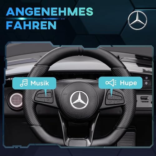 AIYAPLAY Kinder Elektroauto 12V Elektrofahrzeug mit 2,4G Fernbedienung, Lichten, Musik, Stützräder, 3-5 km/h, Kinderauto mit USB, MP3, Rückwärtsfunktion, Sanftstart, für Kinder 3-6 Jahre, Schwarz – Bild 6