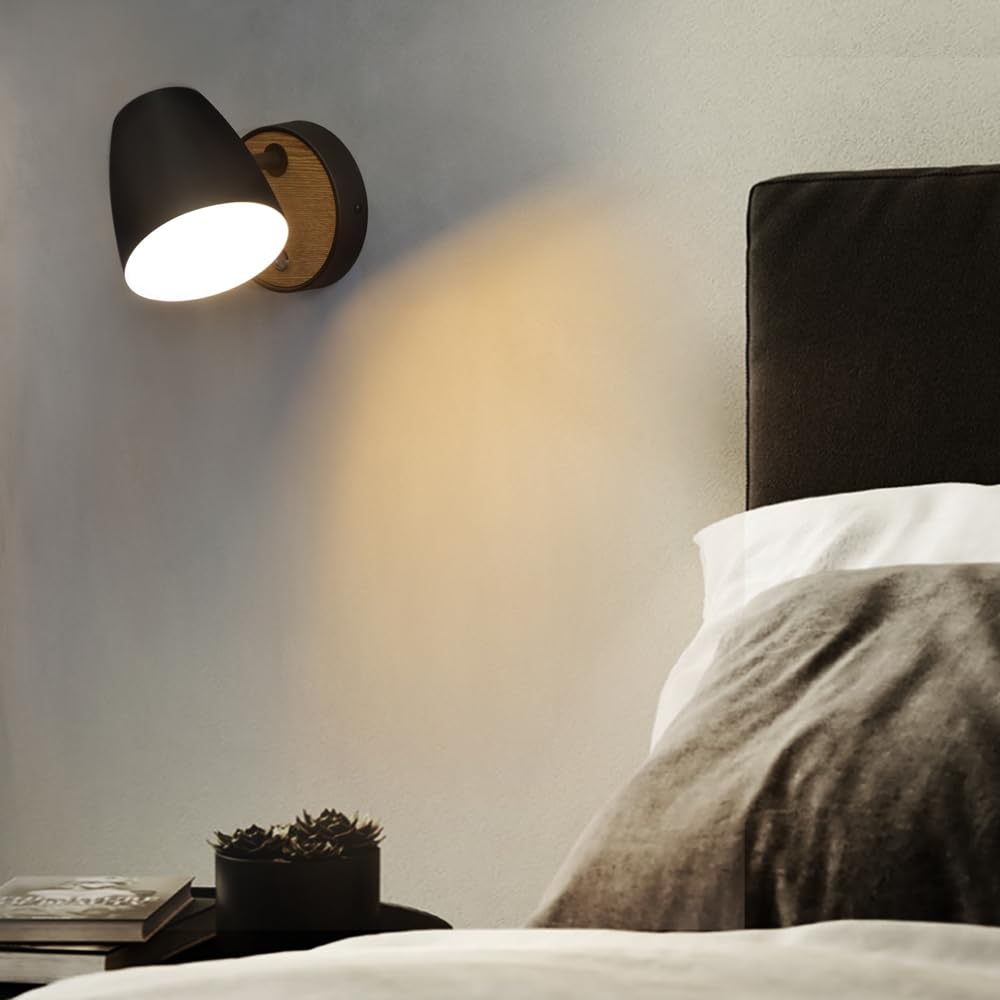 Lampada Da Parete Ouglres In Legno Vintage - Design Industriale, Con Interruttore, Per Interni