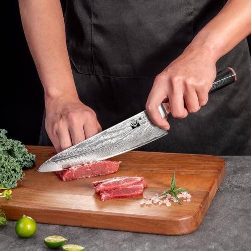 Chef Knife Damascus with VG10 Steel 8 inch Reinforced Tip G10 Handle - 5