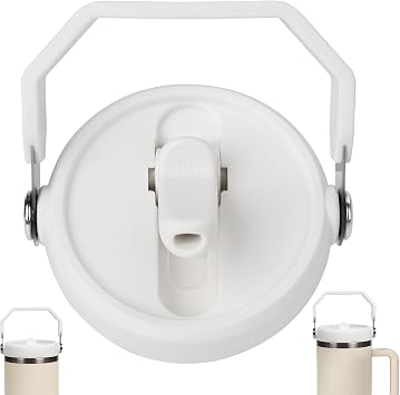 Flip Straw Lid for Stanley 30oz and 20oz, Leak Proof Top Replacement with Handle for 30&20 oz Stanley Quencher and ProTour, Detachable No Spill Lids Reusable Lids Accessories for StanleyCup, White