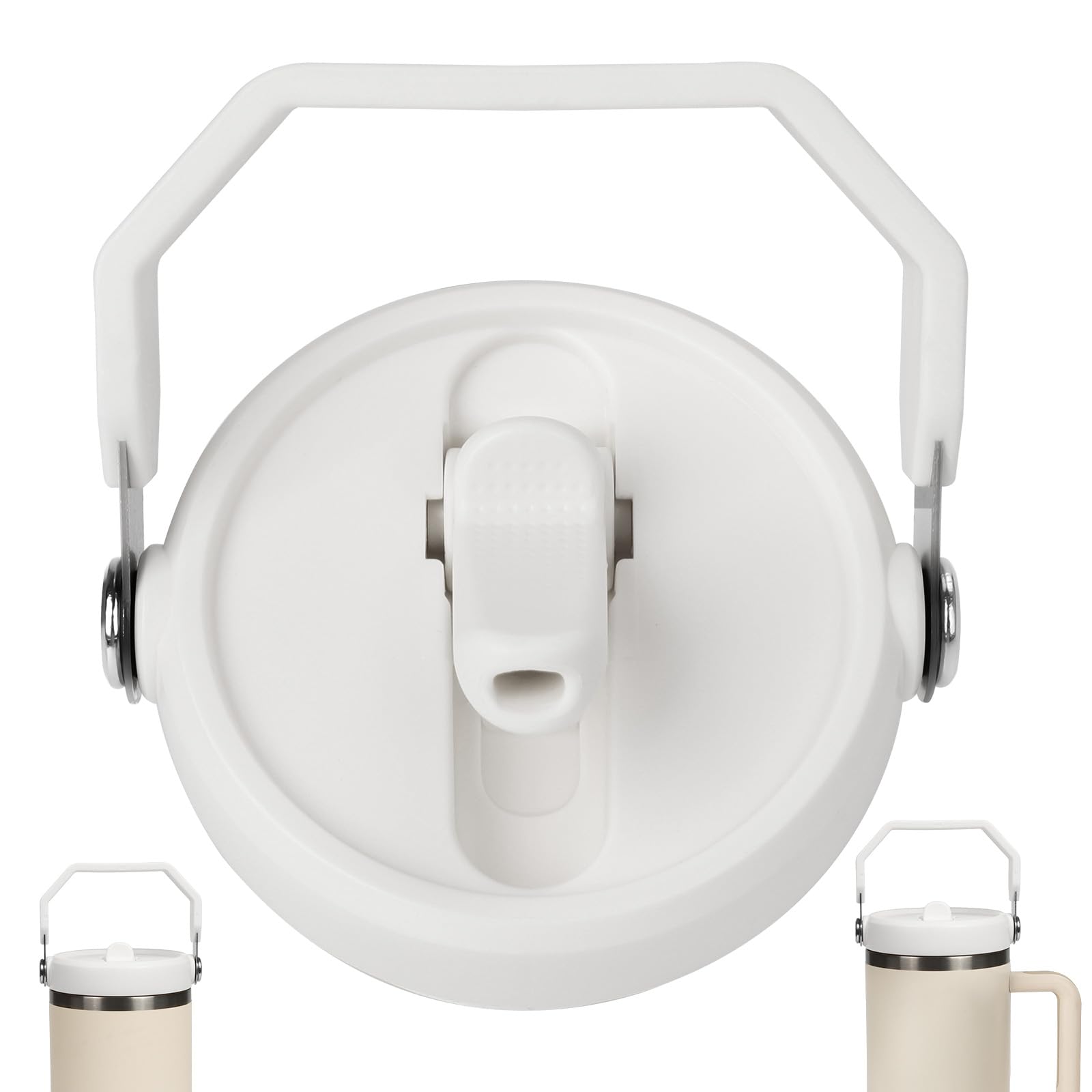 Flip Straw Lid for Stanley 30oz and 20oz, Leak Proof Top Replacement with Handle for 30&20 oz Stanley Quencher and ProTour, Detachable No Spill Lids Reusable Lids Accessories for StanleyCup, White-image-43