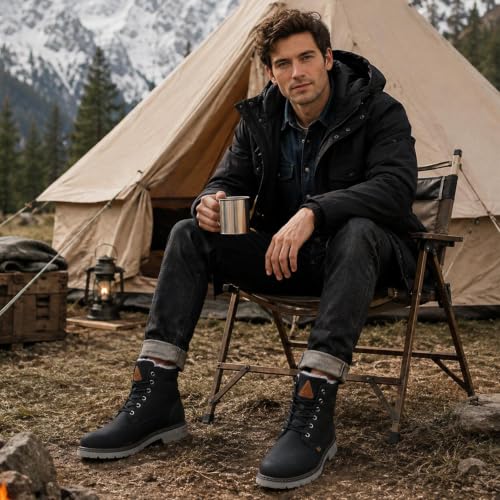 Image of Mishansha Men's Waterproof Snow Boots, Insulated Winter Hiking Boots