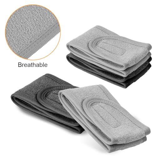 LOPHE 2 Pack SpaHeadband Facial Makeup Hair Wrap with Adjustable Magic Sticker, Women Skincare Washband for Shower and Face, (Gray, Black) - Image 5
