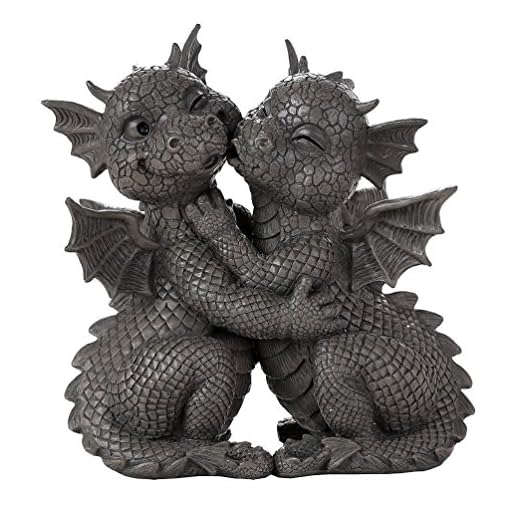 Pacific Giftware Garden Dragon Loving Couple Garden Display Decorative Accent Sculpture Stone Finish 10 Inch Tall