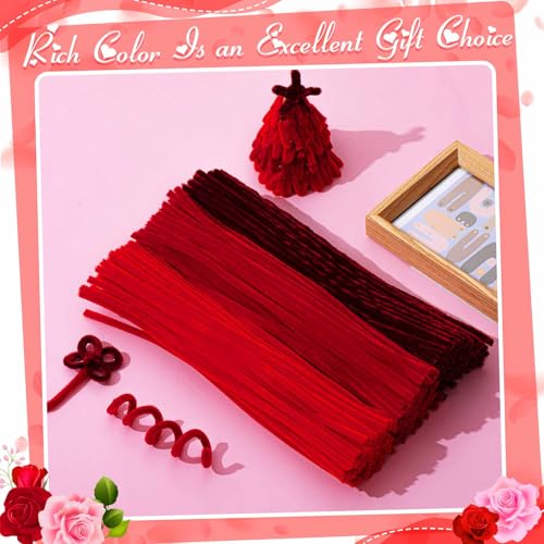 Image of Peryiter 500 Pcs Pipe Cleaners for DIY Flower Bouquets, Chenille Stems for Graduation Bouquet Crafts, Fuzzy Sticks for Handmade Flowers, DIY Gift, Art Projects(Rose Color,12 Inch)