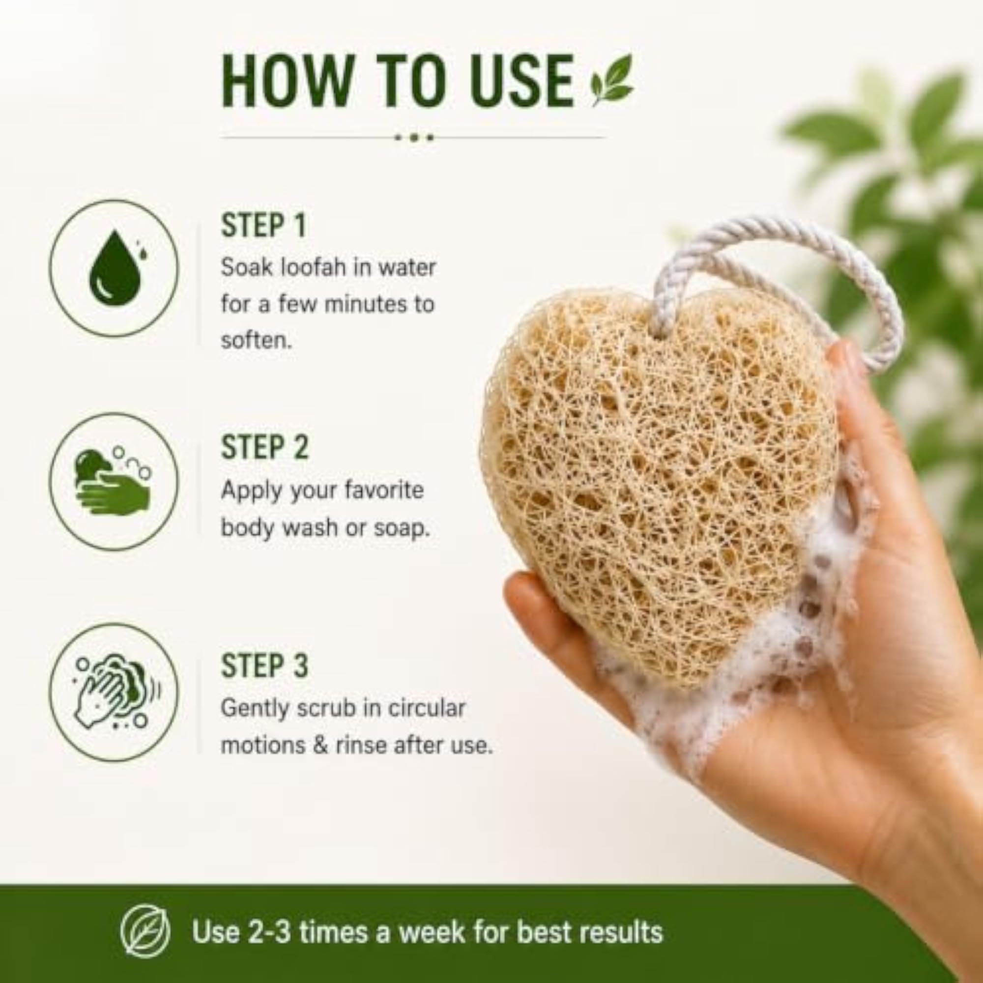 Natural Organic Loofah for Bath, Pack of 3