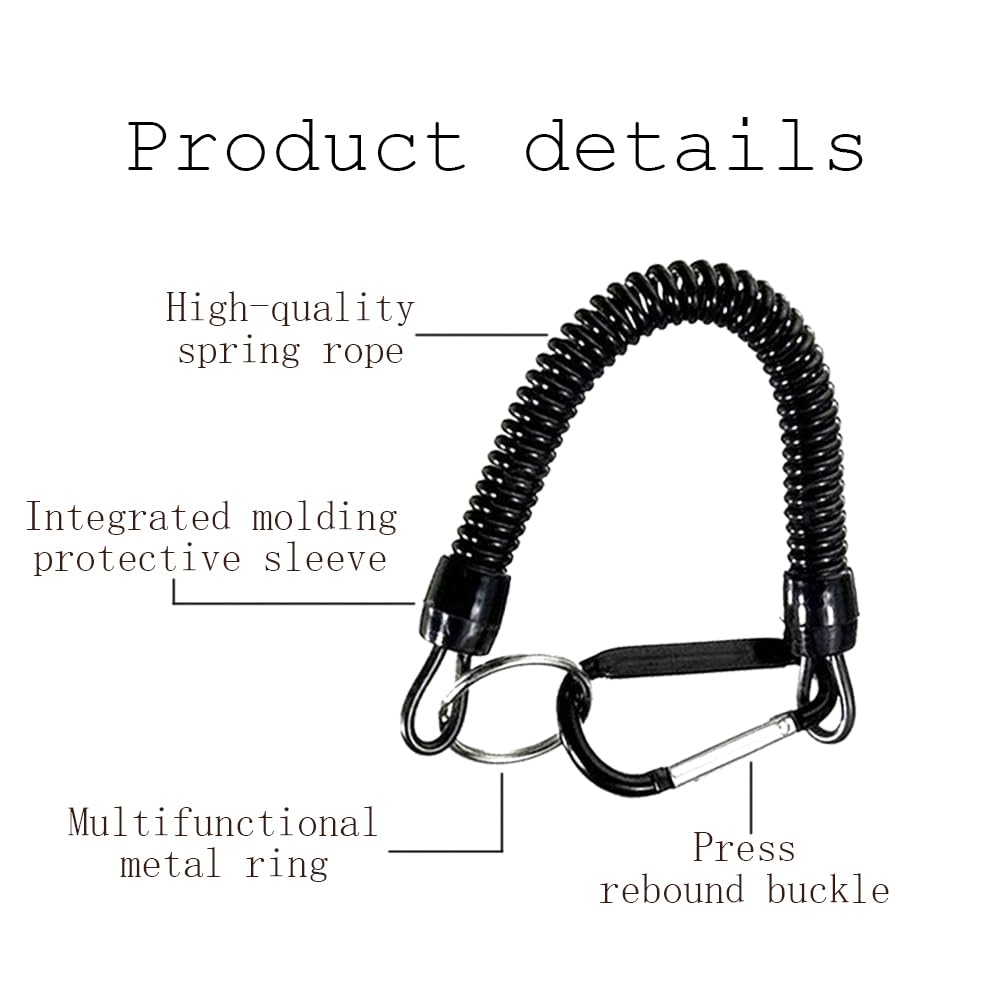 Spirales Retráctil de Seguridad Llavero Elástico Cordón de Pesca Robusto Anti-Pérdida para Llaves Cuerdas Extensibles para Canotaje, Kayak