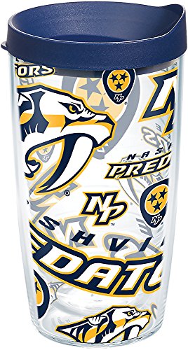 Tervis NHL Nashville Predators All Over Tumbler with Wrap and Navy Lid 16oz, Clear