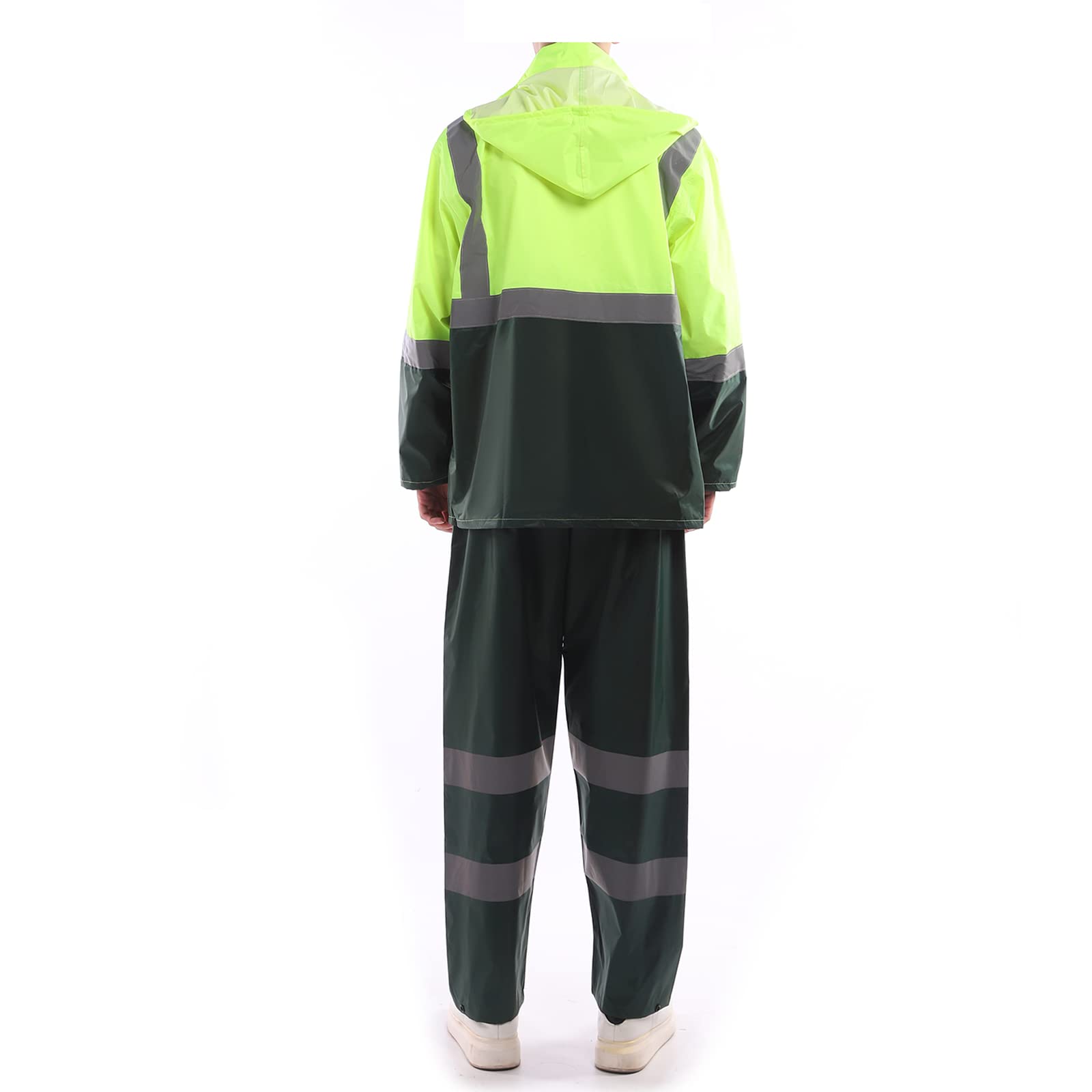 Uomo Tuta da Pioggia Ultra-lite Impermeabile Antivento con Cappuccio Set di Giacca e Pantaloni da Pioggia Lavoro Giacca da Ciclismo Pesca Abbigliamento antipioggia Giacca