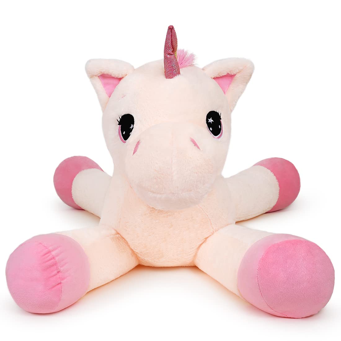 Sasusudols Unicornio Gigante de Peluche para Niñas - 110 cm, Peluche, Regalo Ideal para Cumpleaños, Navidad y Día de San Valentín, Color Crema